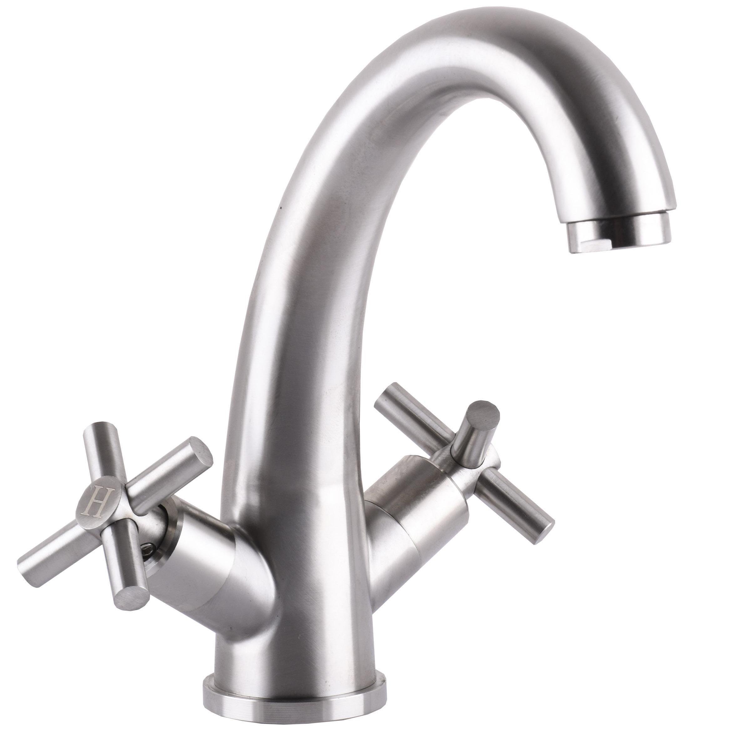 Змішувач для умивальника Globus Lux нержавіюча сталь Сатин (24963)