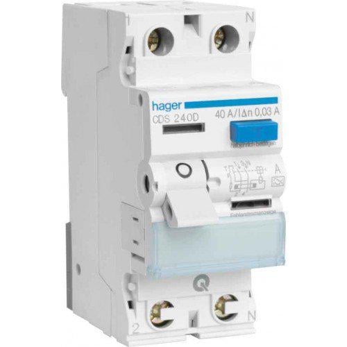 Устройство защитного отключения Hager CDA240D 2P 40A 30 mA тип A (00000023936)