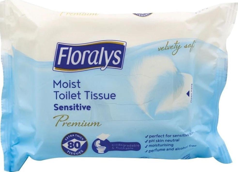 Туалетная бумага влажная FLORALYS Sensitive Premium 80 шт. (16565)