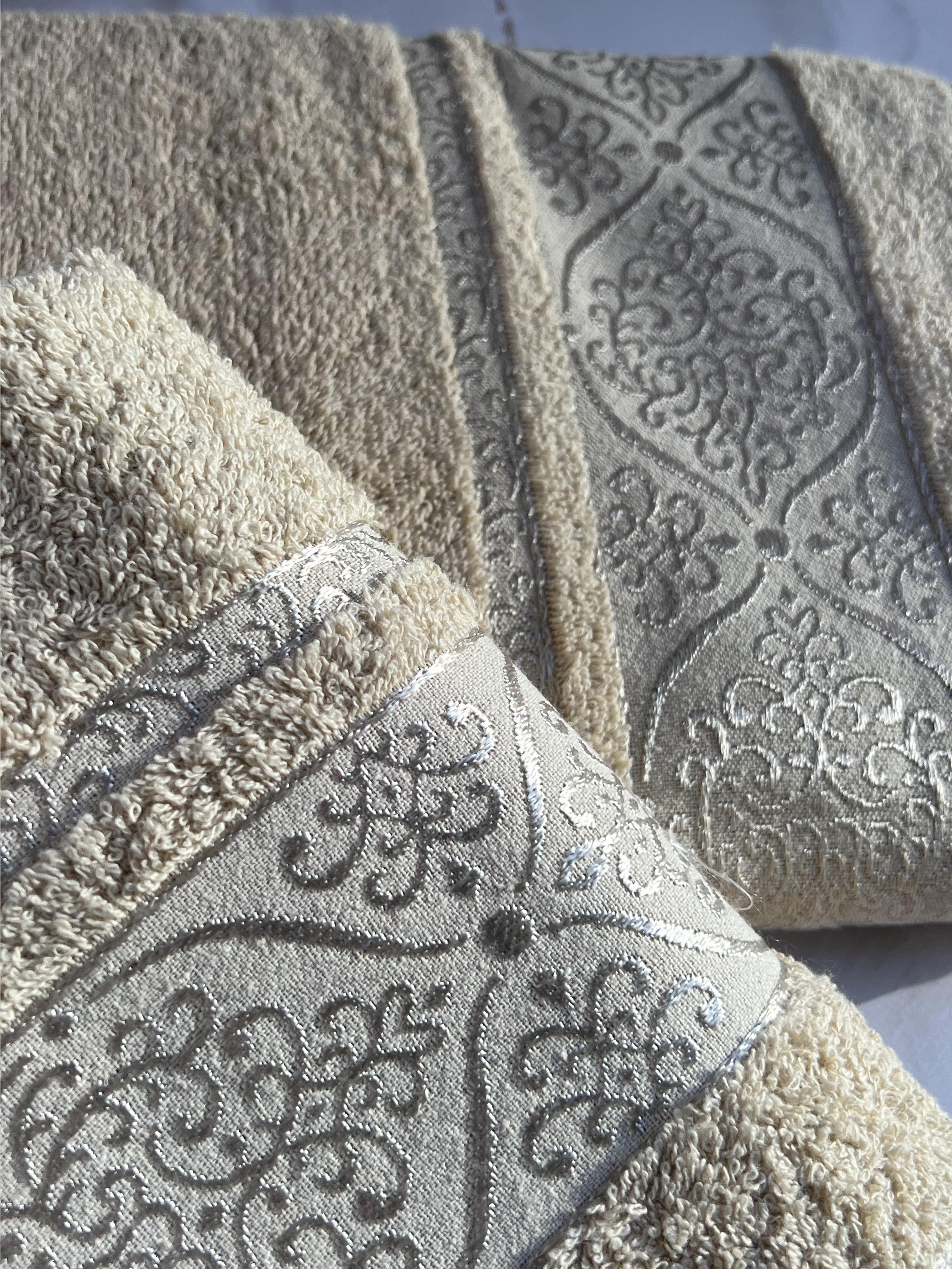 Набор полотенец банное и для лица 70х40 см/50х90 см 2 шт. Бежевый (mame2v1venz1-bej) - фото 5 Набор полотенец банное и для лица 70х40 см/50х90 см 2 шт. Бежевый (mame2v1venz1-bej) - фото 5