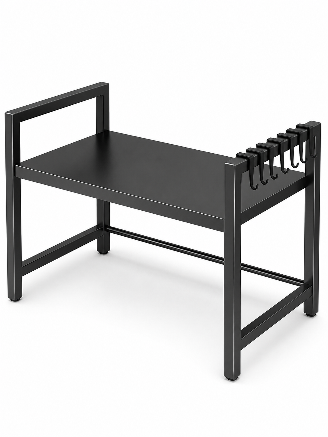 Полка-органайзер кухонная над микроволновкой с крючками 56x36,5x45 см Черный (49675886)
