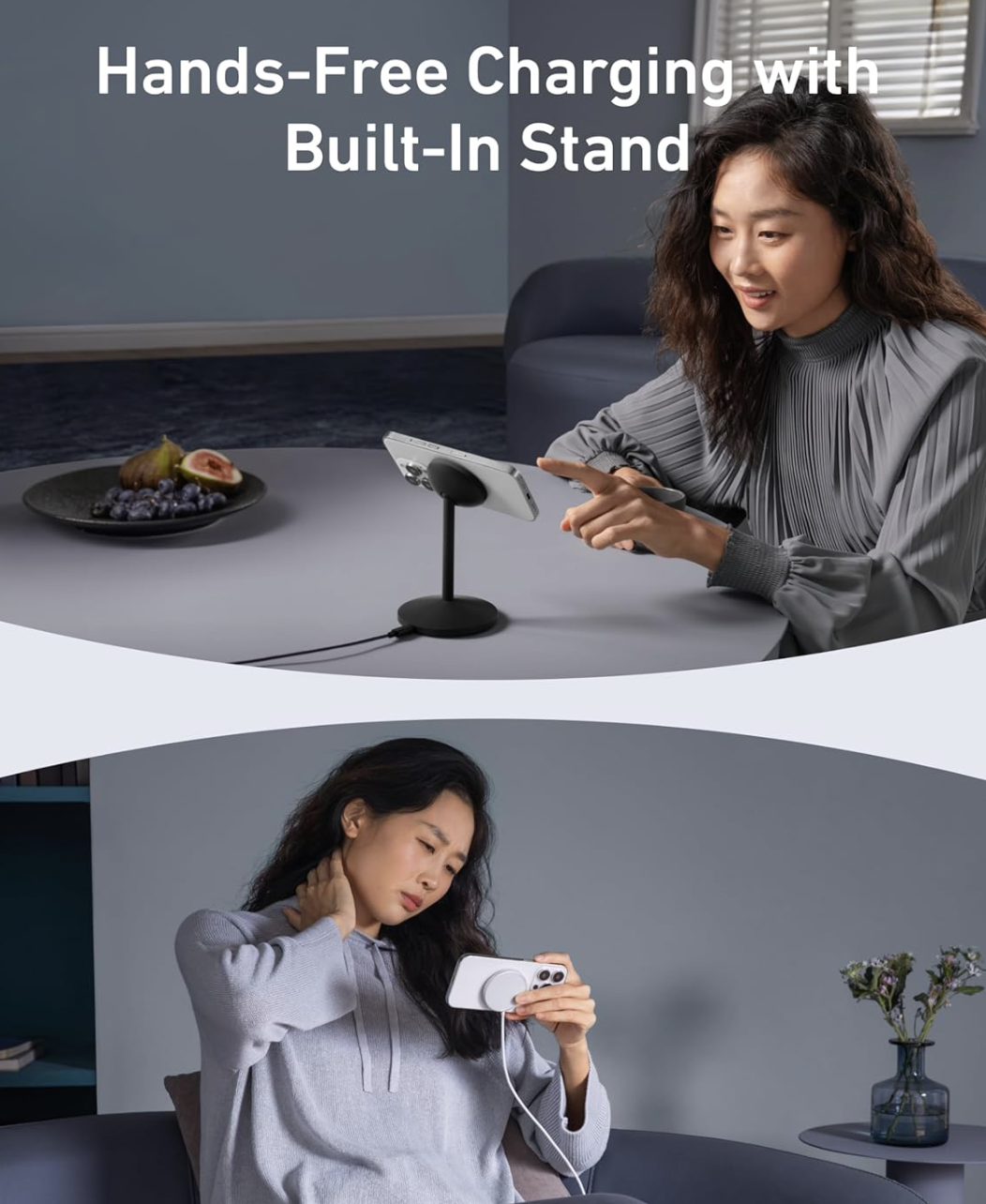 Зарядний пристрій Anker MagGo MagSafe QI2 15W Certified 360° Charger For iPhone 12-17 Series Black - фото 7 Зарядний пристрій Anker MagGo MagSafe QI2 15W Certified 360° Charger For iPhone 12-17 Series Black - фото 7