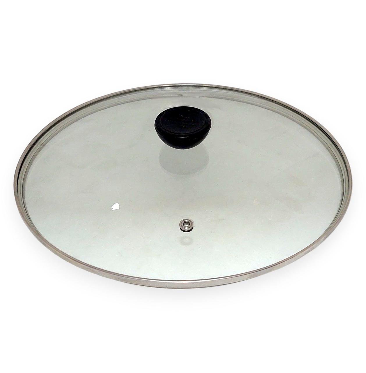 Кришка для посуду A-Plus скляна з пластиковою ручкою 26 см (205201-26)