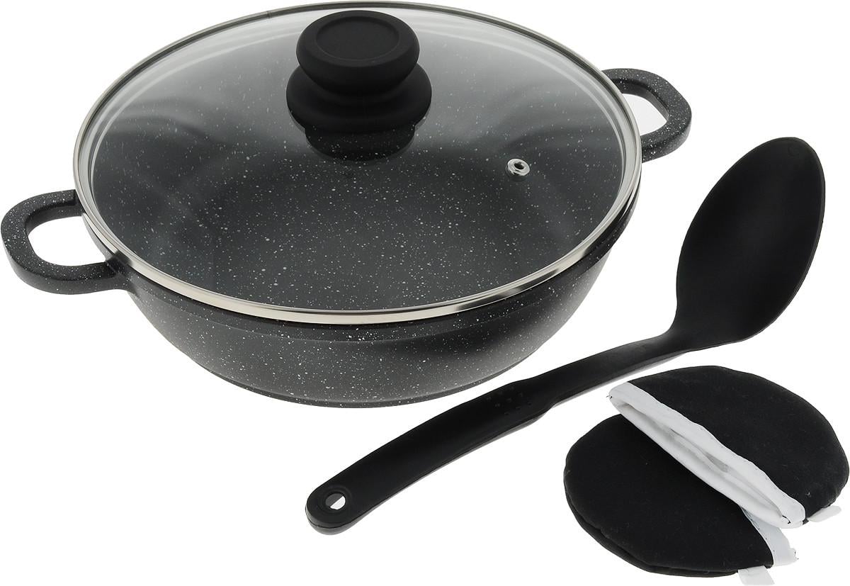 Сотейник с антипригарным покрытием Rainstahl с прихватками и черпаком с крышкой 32x8 см (26348766) Сотейник с антипригарным покрытием Rainstahl с прихватками и черпаком с крышкой 32x8 см (26348766)