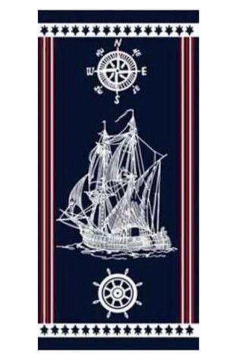 Полотенце пляжное Корабель велюр-махра 70х140 см (1053)
