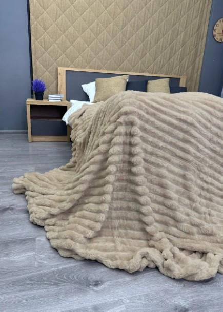 Покрывало на кровать VIP Шарпей плюш 200х230 см Бежевый (87-148) - фото 2 Покрывало на кровать VIP Шарпей плюш 200х230 см Бежевый (87-148) - фото 2