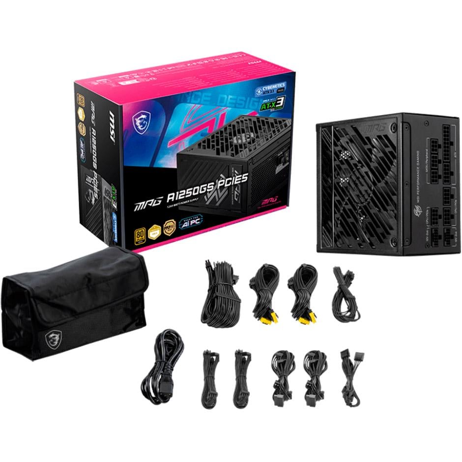 Блок живлення модульний MSI MPG A1250GS PCIE5 ATX 3.1 1250W 80+ Gold Black (29424541) - фото 5 Блок живлення модульний MSI MPG A1250GS PCIE5 ATX 3.1 1250W 80+ Gold Black (29424541) - фото 5