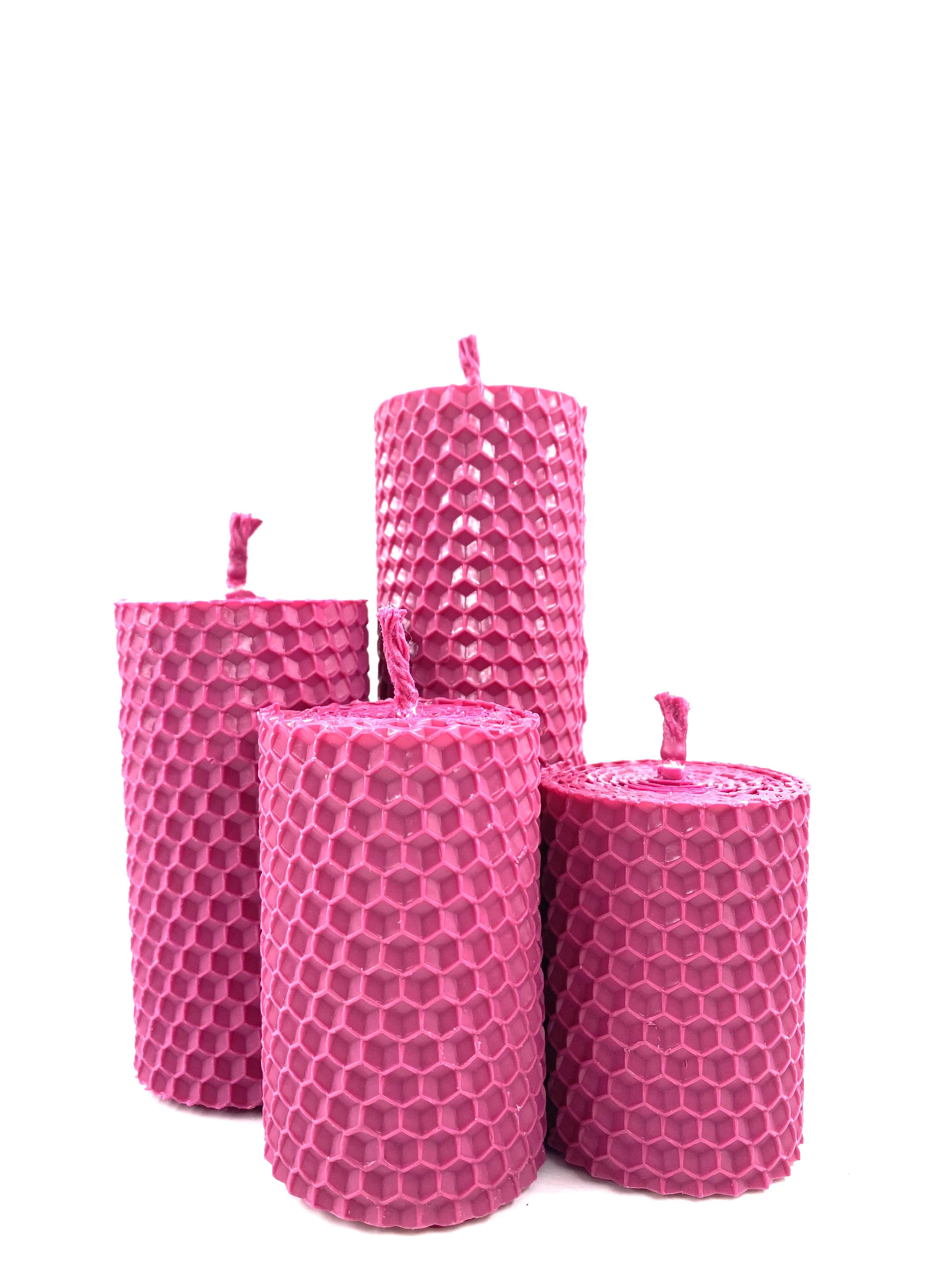 Набор 4-х декоративных свечей из натуральной вощины Фуксия (1577)