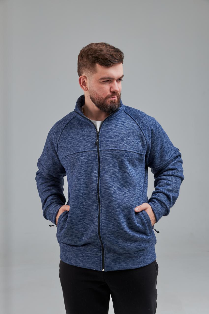 Свитшот мужской М0143.4 на замке XL Синий меланж (639-1-63) - фото 3 Свитшот мужской М0143.4 на замке XL Синий меланж (639-1-63) - фото 3