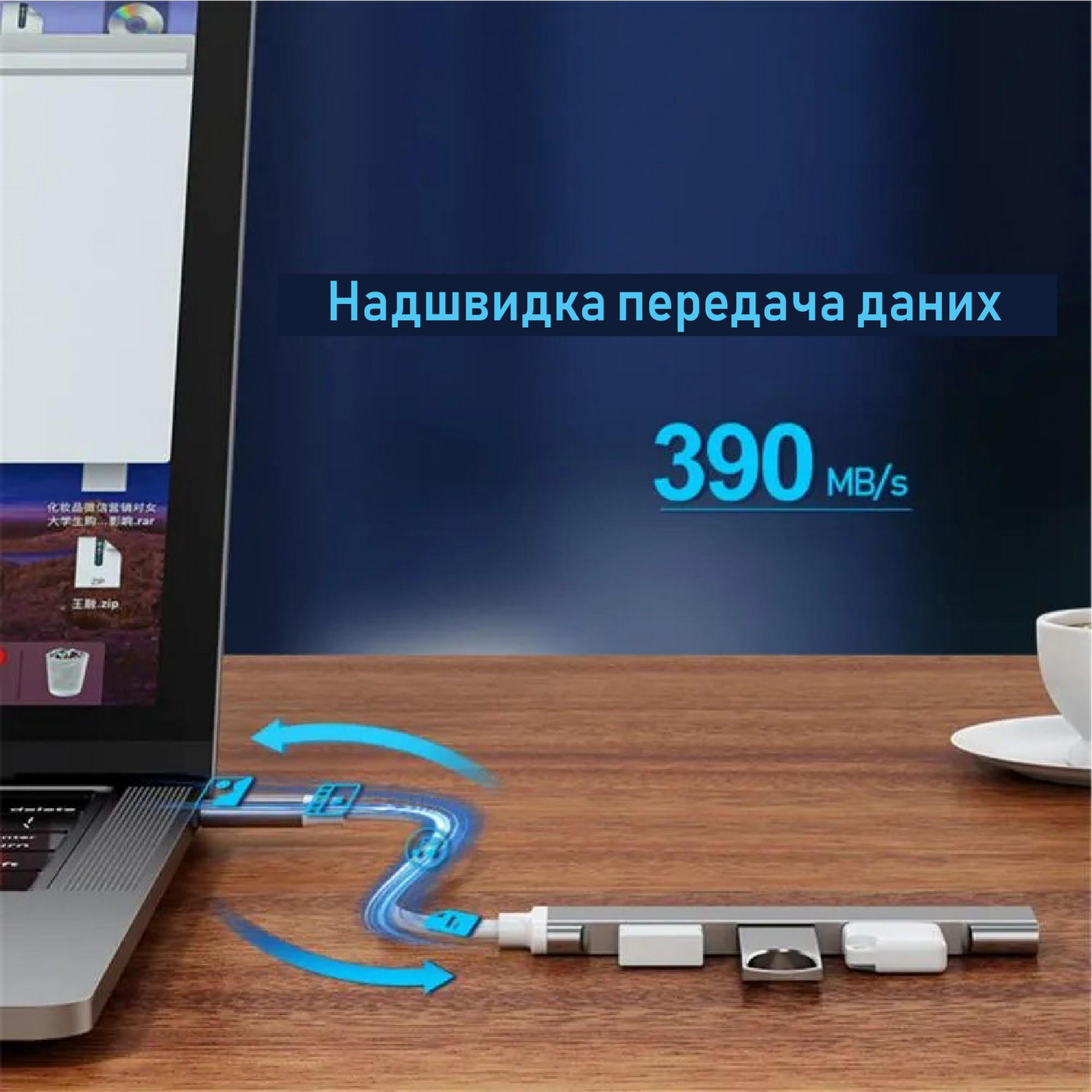 USB-хаб XON SmartLink USB 3.0 и 3хUSB 2.0 Grey (XUAXM041332G 001) - фото 7