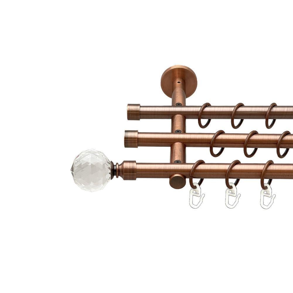 Карниз Orvit Люмиера трехрядный гладкий 20 см 240 см Античная медь (00-00020410)