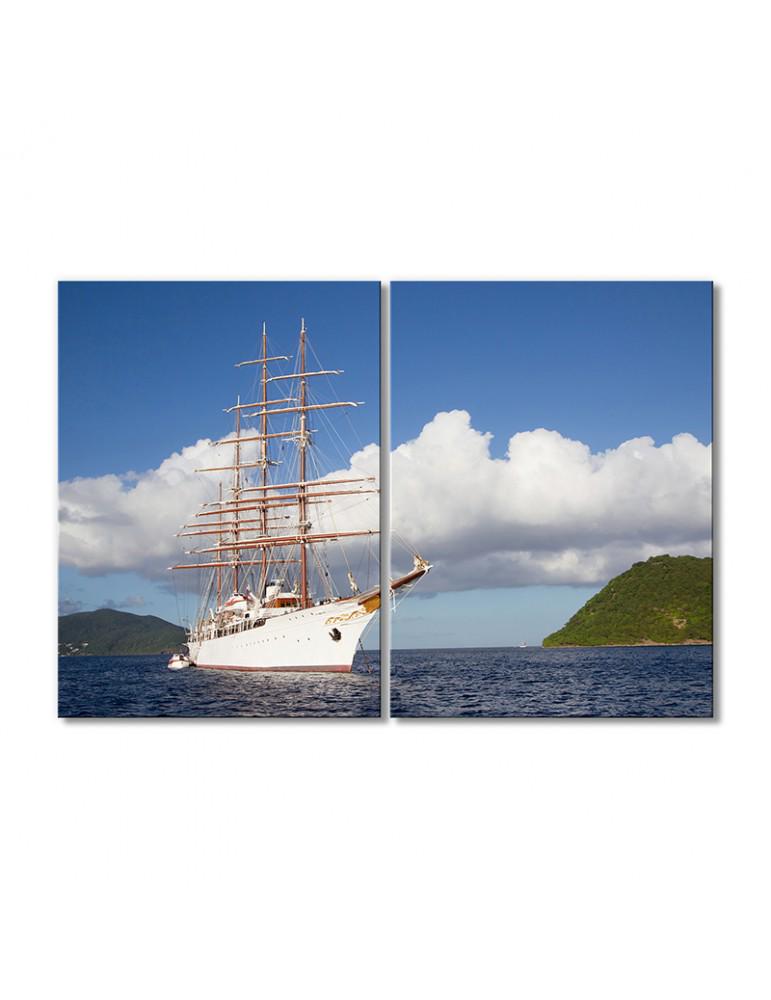 Картина модульная Парусный корабль 2 модуля 80x120 см