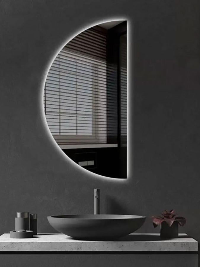 Зеркало полукруглое с подсветкой MOON-S 45х90 см (10002S-4590stW)