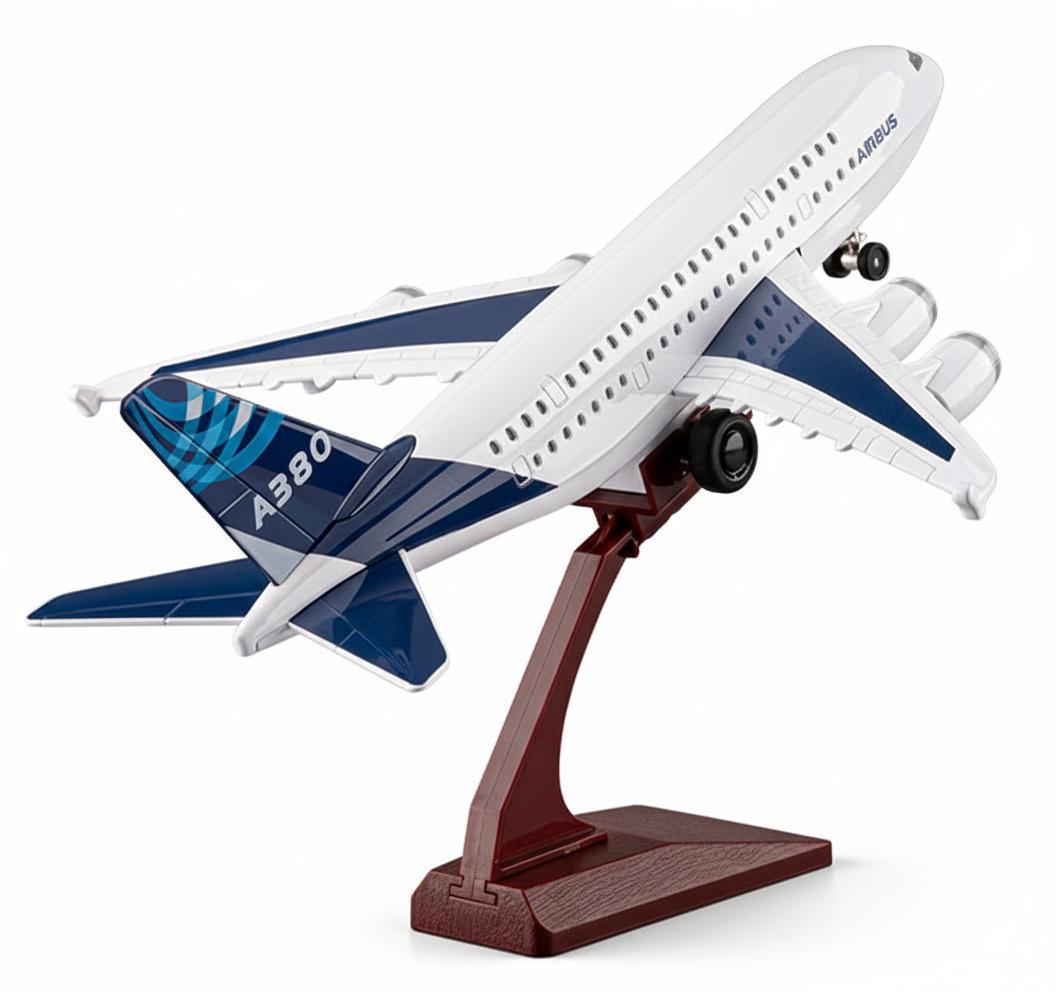 Модель пасажирського літака Airbus A380 зі сплаву зі світлом, звуком та інерційним механізмом Білий