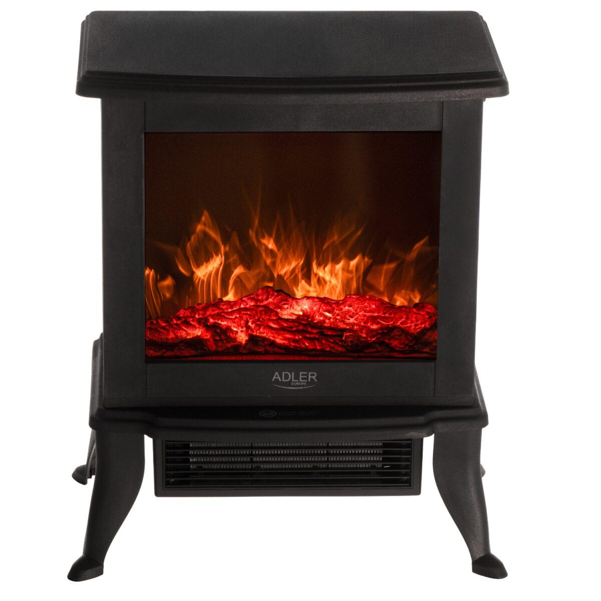 Камін-обігрівач електричний Adler AD 7754 з реалістичним 3D-ефектом полум’я 1000-1800 Вт (2189)