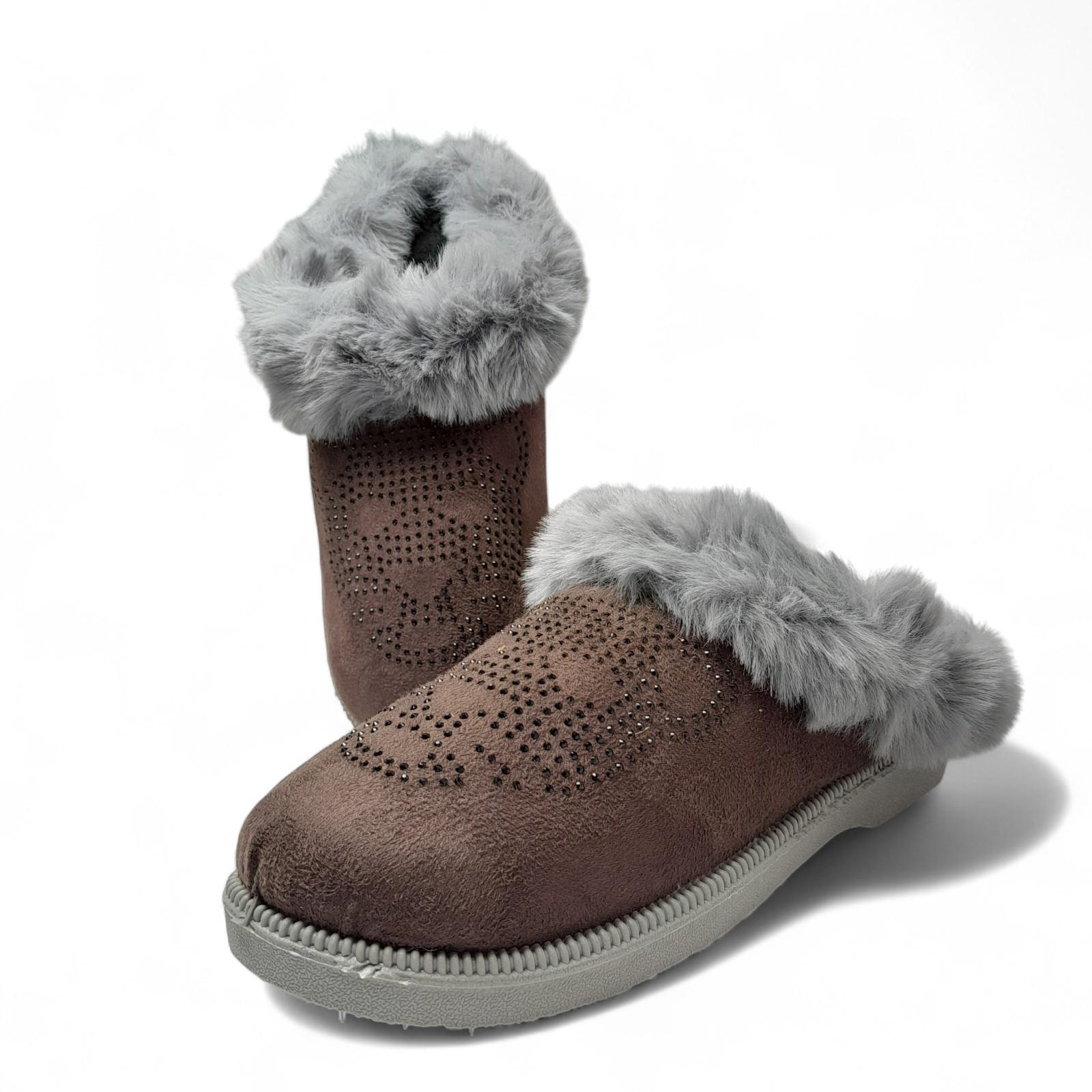 Домашние тапочки женские теплые Progress р. 41 26 см Коричневый (2786459717) - фото 7