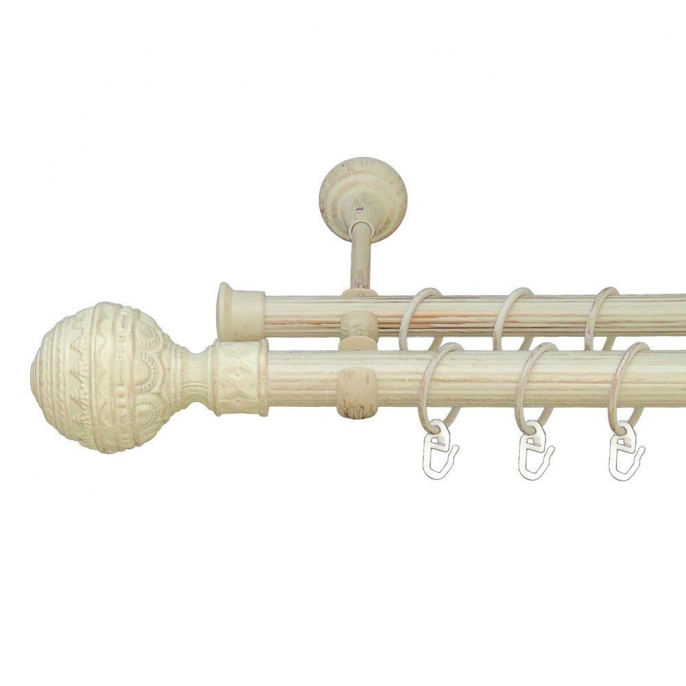 Карниз для штор Orvit Арабеска двухрядный рифленый 25/19 мм 160 см Белое золото (6951222)