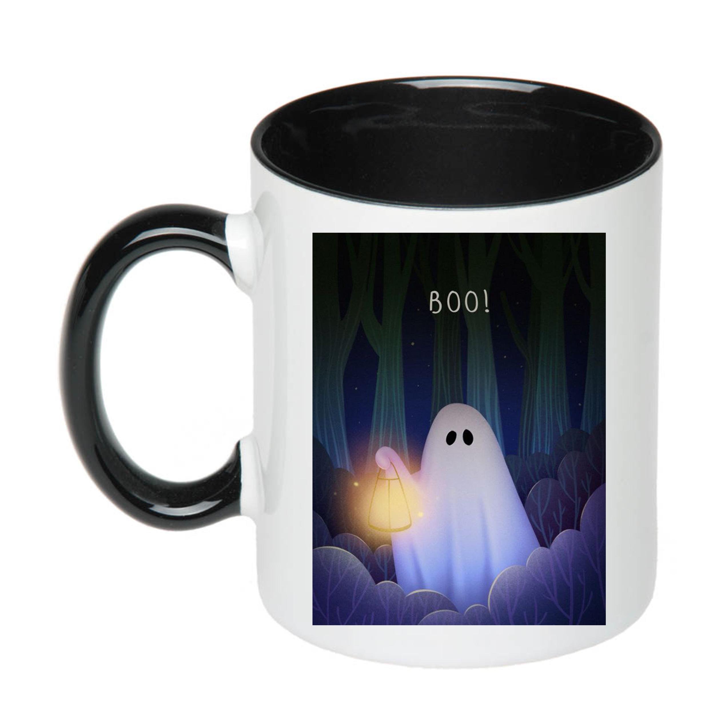 Чашка с печатью Boo! 330 мл Черный (20829) - фото 1 Чашка с печатью Boo! 330 мл Черный (20829) - фото 1