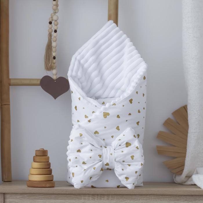 Плед со съемным утеплителем Mommy Bag №27 Сердечки с бантом на выписку Бело-золотой (144058)