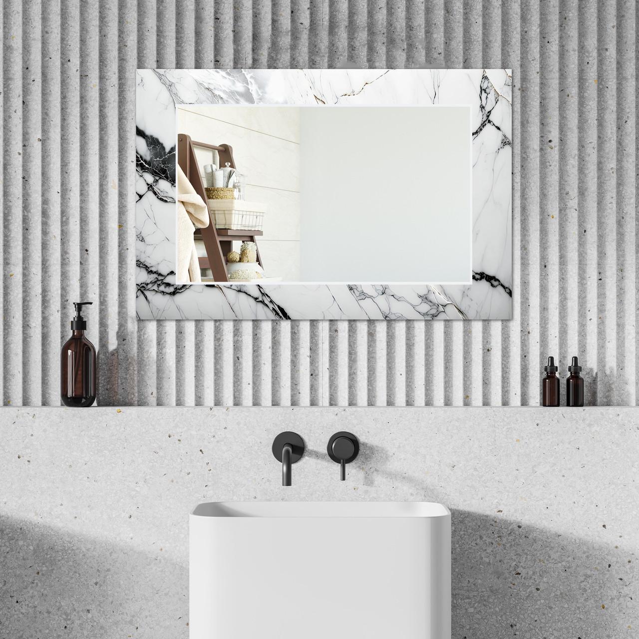 Зеркало на стену NovellaPrint с рисунком мрамора прямоугольное 110х70 см (2009.7)