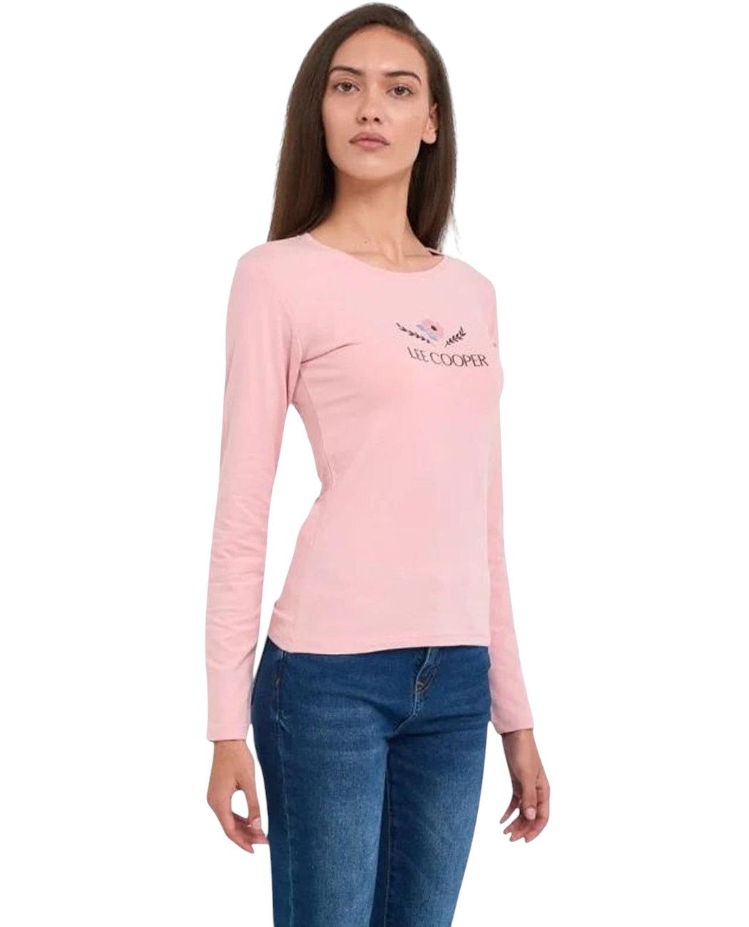 Футболка з довгим рукавом жіноча Lee Cooper 20196176.PA2 XL Рожевий (5942723123176) - фото 3