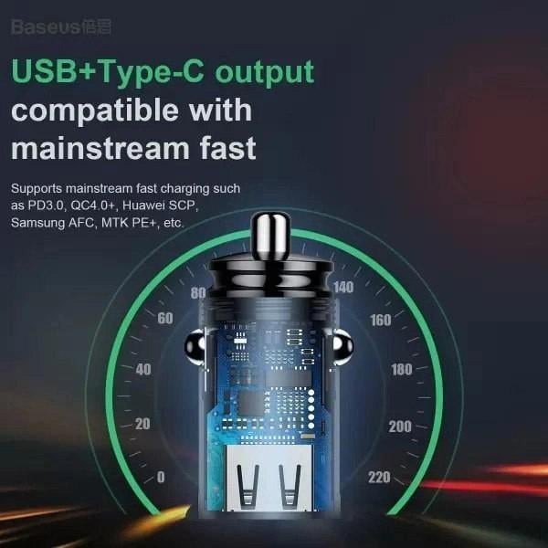 Зарядное устройство для BASEUS Circular Plastic USB A+Type-C PD3.0 QC4.0 Black (CCALL-YS01) - фото 12