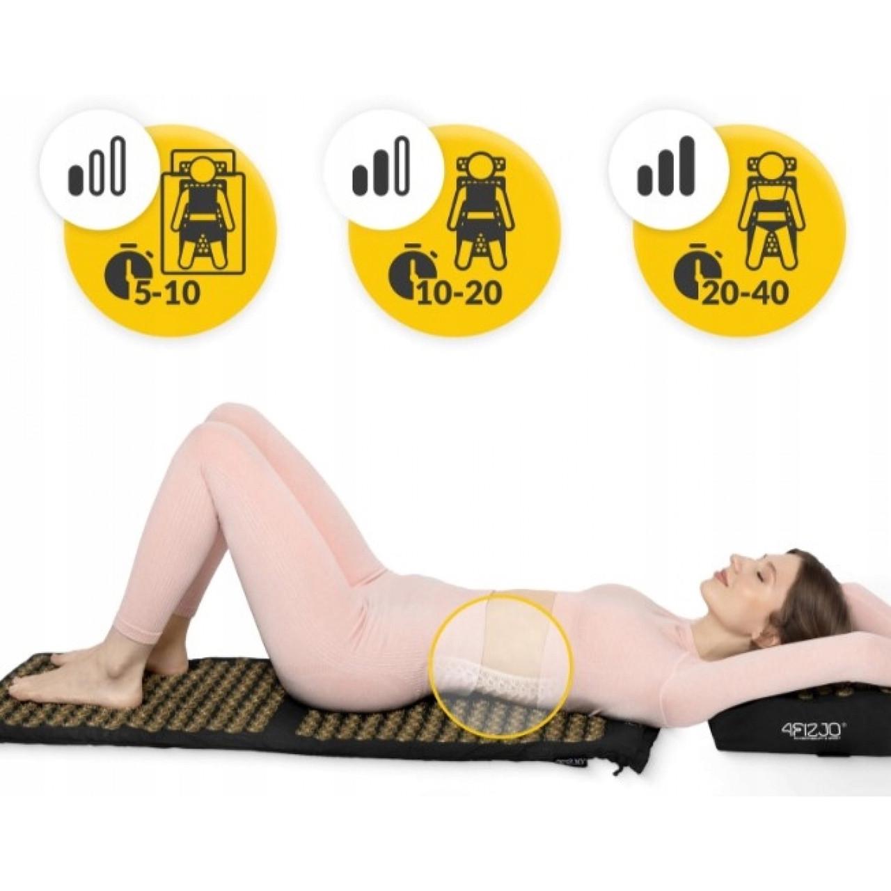 Коврик акупунктурный с подушкой 4fizjo Ergo Mat XL Аппликатор Кузнецова Black/Gold (P-5907739313843) - фото 5 Коврик акупунктурный с подушкой 4fizjo Ergo Mat XL Аппликатор Кузнецова Black/Gold (P-5907739313843) - фото 5