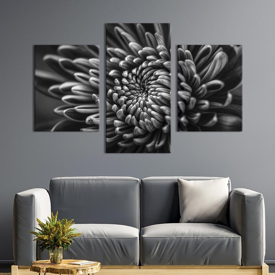 Картина на холсте триптих Лепестки хризантемы 96x60 см (791-32)