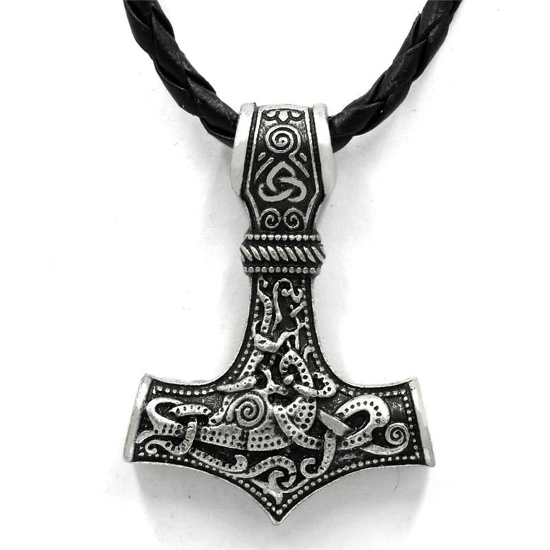 Подвеска Молот Тора Type G3 с кожаным шнурком Серебристый (1886737757)