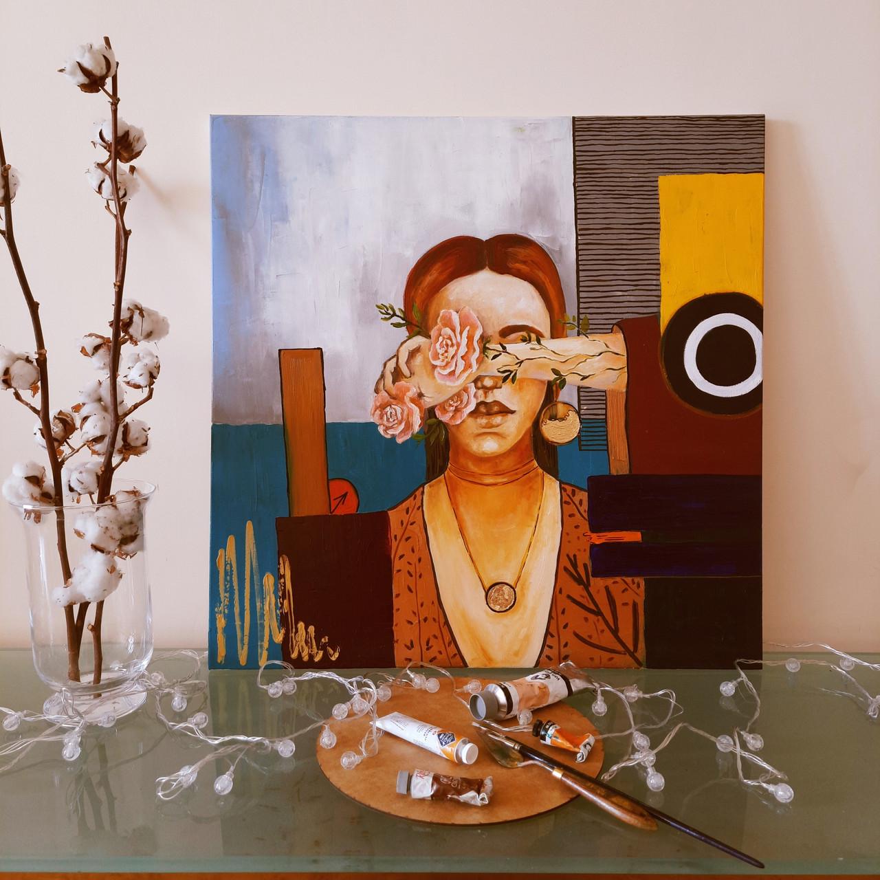 Картина маслом на холсте Инакомыслящая 70х70 см