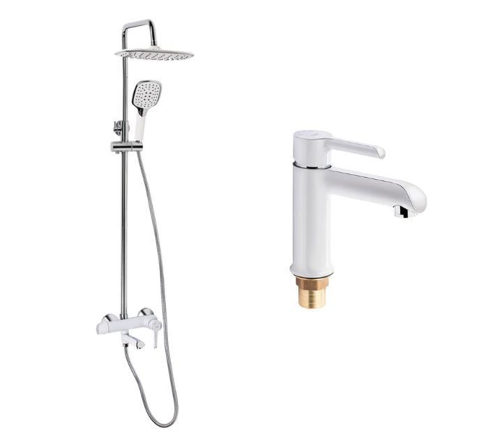 Душевая система и смеситель для раковины Qtap Grand White/Chrome