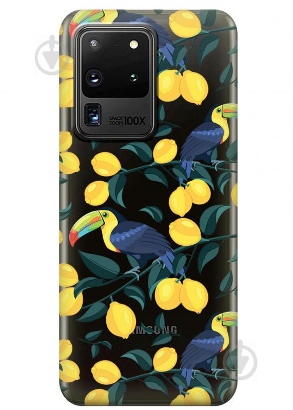 Прозрачный силиконовый чехол iSwag для Samsung Galaxy S20 Ultra Туканы и лимоны (M1166)