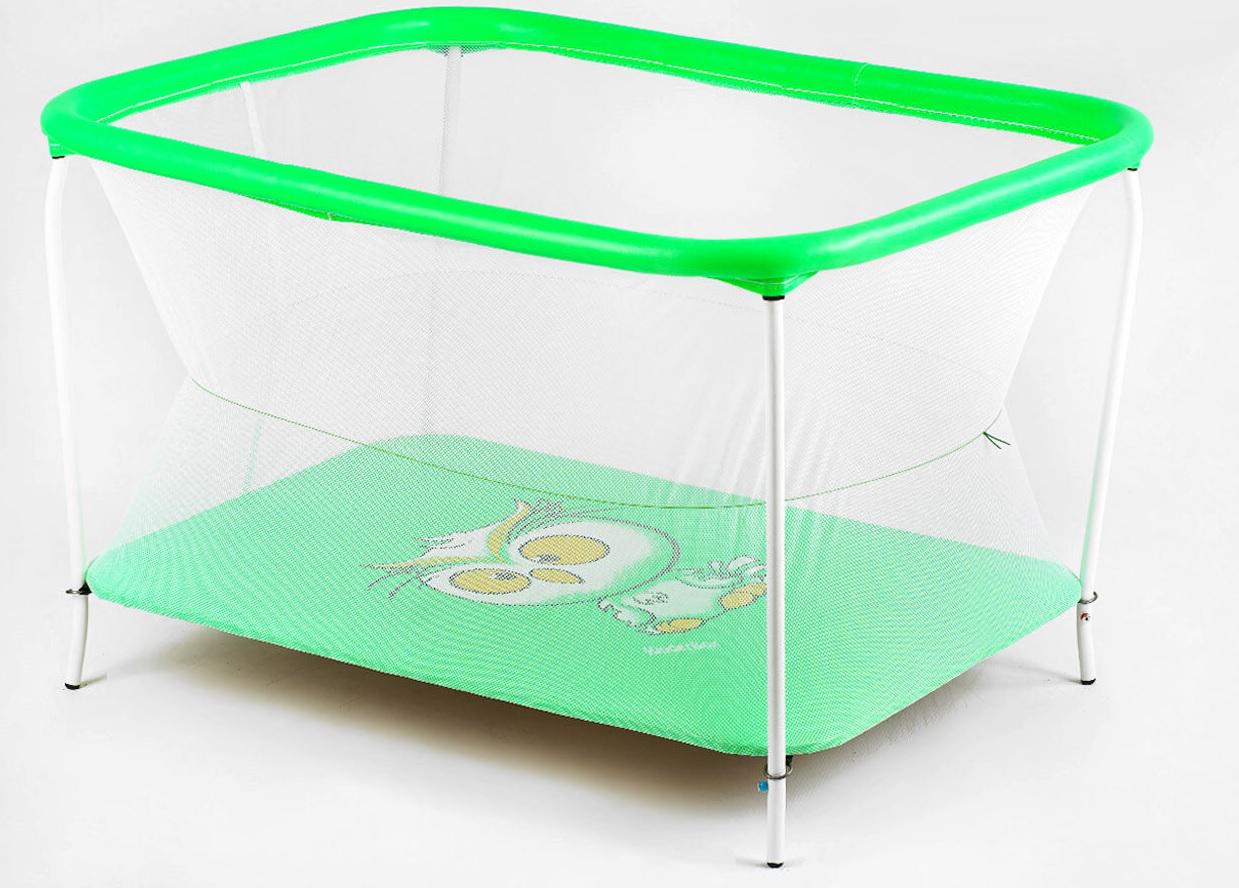 Манеж Сова прямоугольный мягкое дно евросетка без ручки Green (147274)