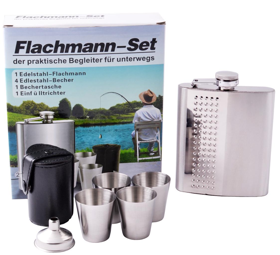 Набор фляга и 4 стопки Sanchi 210 мл нержавеющая сталь