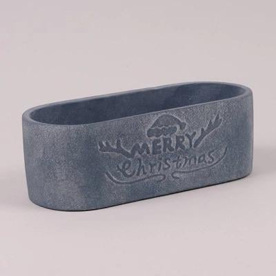 Кашпо из цемента новогоднее MERRY CHRISTMAS Серый (39512)