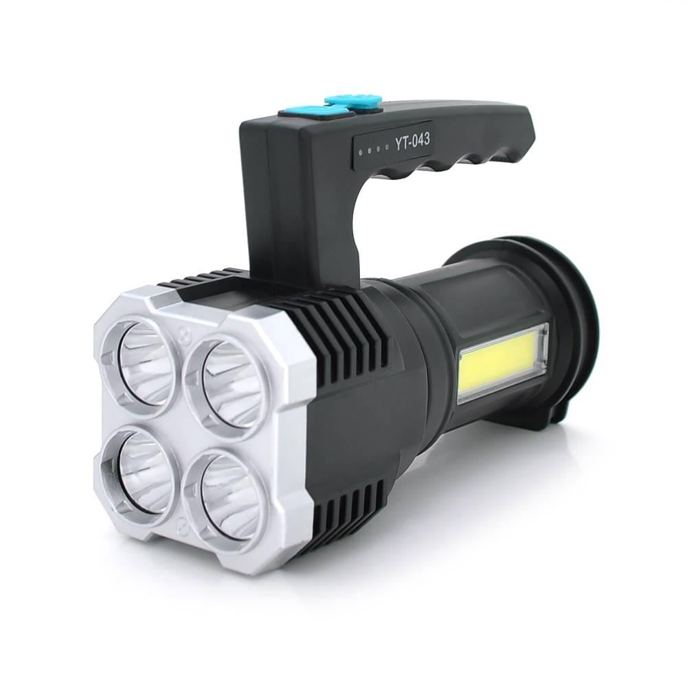 Ліхтар пошуковий Portable Lamp YT-81043 4LED T6+COB 5W 3+1 режим 1200 mAh IP40 USB кабель 140х70х90 мм Black (27267)