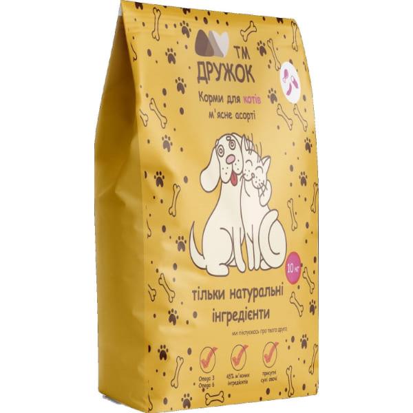Корм для котів Дружок м'ясне асорті курка + індичка 10 кг (000019959)