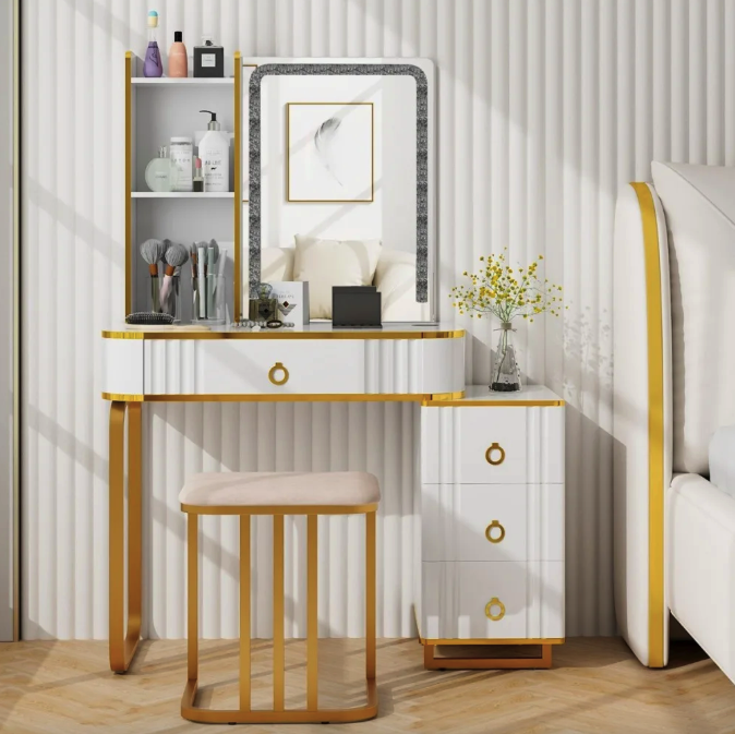 Туалетний столик Costway Vicci з пуфом та дзеркало LED (4776) - фото 2