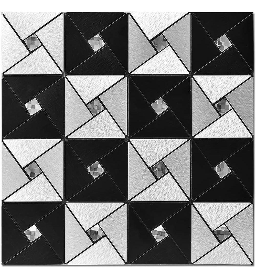3D-панель самоклеюча алюмінієва зі стразами 300х300х3 мм Срібний/Чорний (1773)