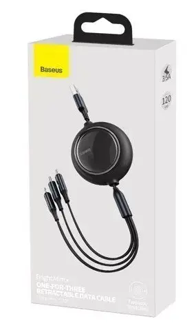 Кабель BASEUS Bright Mirror Cable USB to MicroUSB/Lightning/Type-C CAMLC-MJ01 3в1 66W 1,2 м Black - фото 5