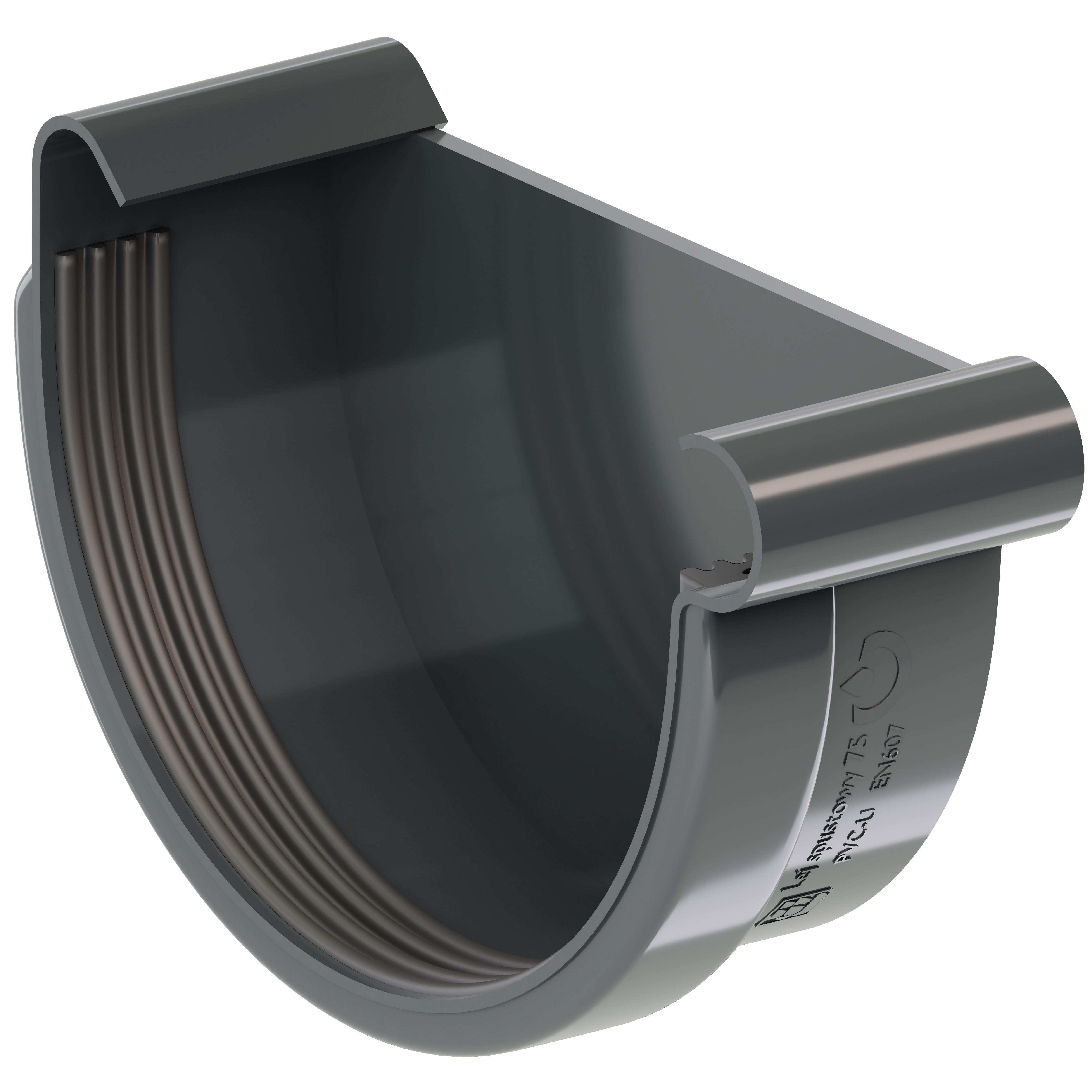 Заглушка ринви права KROP 130 мм Графітовий (2249)