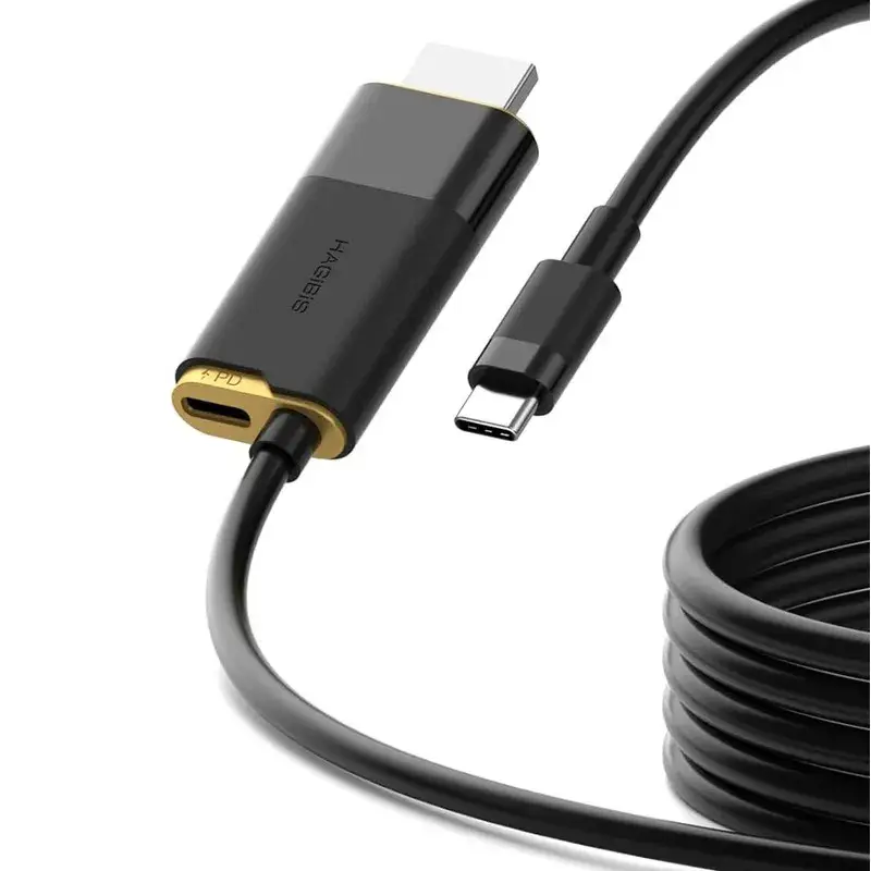 Кабель-переходник HAGiBiS USB-C на HDMI 2.1 8K60Hz/Type-C 100W PD/2m SWC10 Black