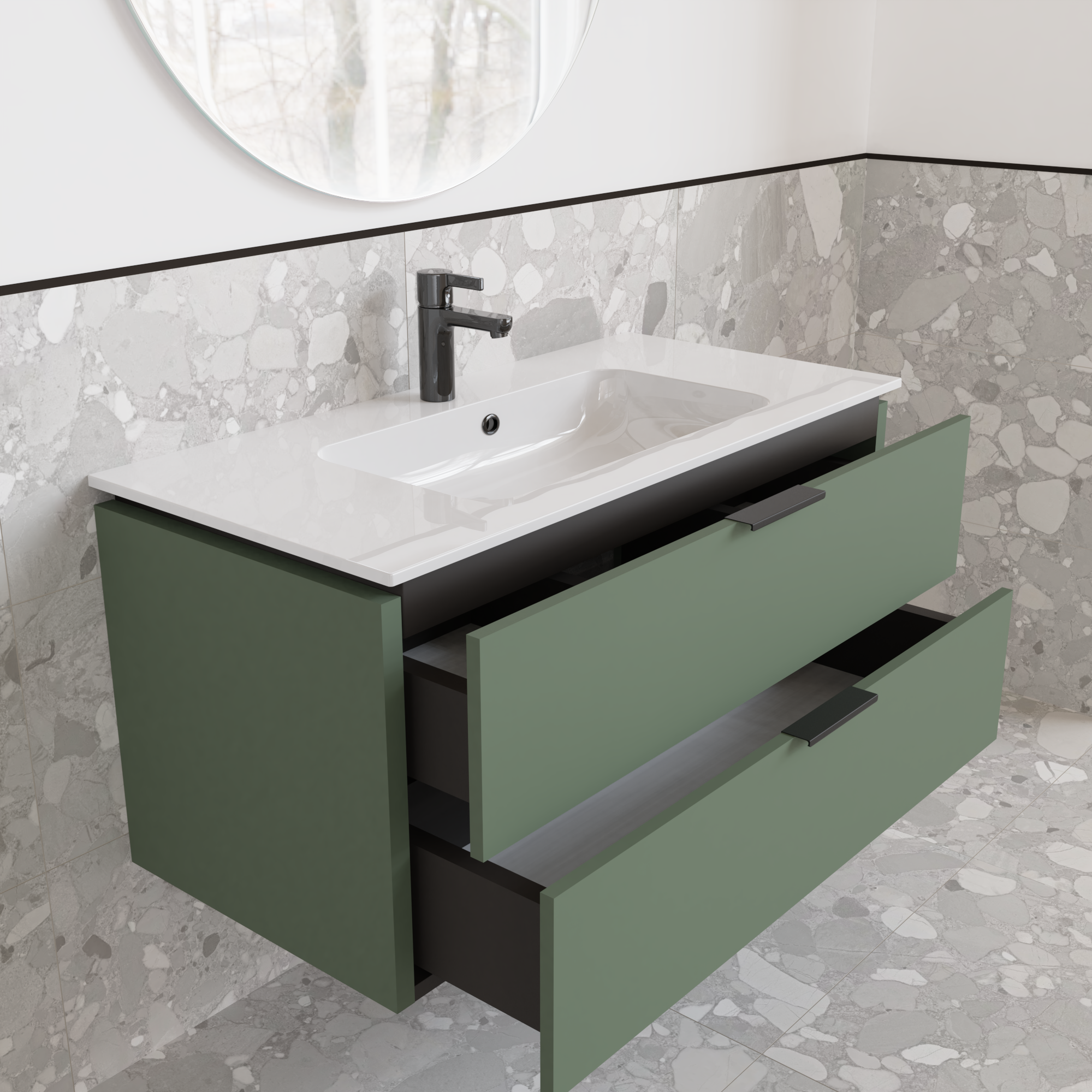 Тумба підвісна з раковиною MVK Vostok Icon 100 В2 1000х450х530 мм Зелений димчастий (p2100gr) - фото 3 Тумба підвісна з раковиною MVK Vostok Icon 100 В2 1000х450х530 мм Зелений димчастий (p2100gr) - фото 3