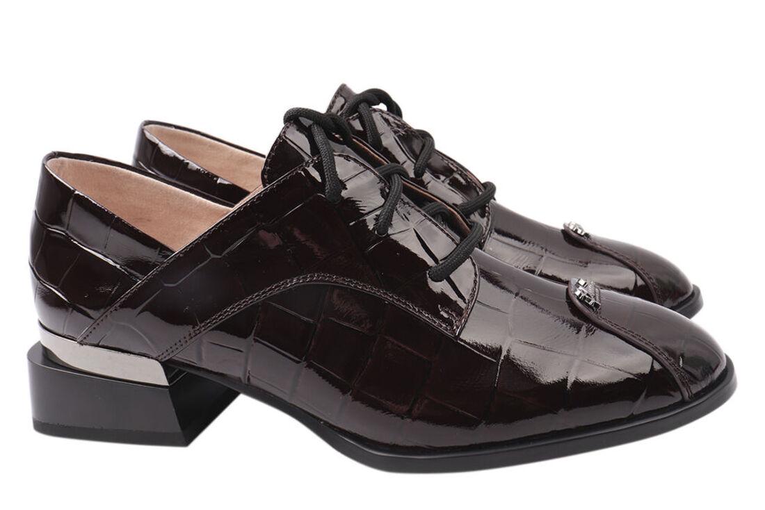 Туфли женские Vidorcci из лаковой кожи на низком ходу на шнуровке р. 40 Коричневый (20-21DTC) Туфли женские Vidorcci из лаковой кожи на низком ходу на шнуровке р. 40 Коричневый (20-21DTC)