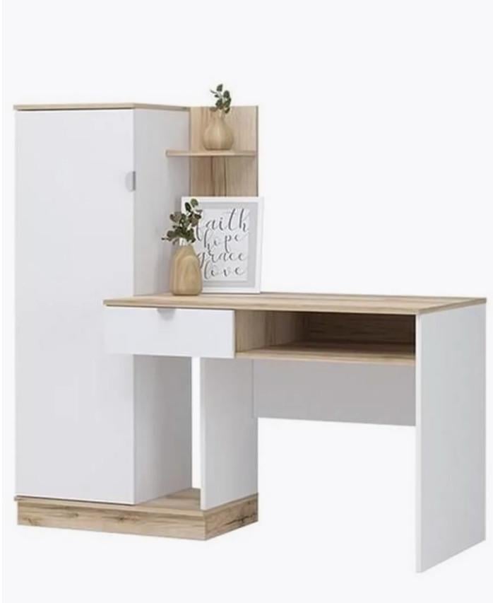 Письменный стол со шкафчиком и полками Klick-System СЛТ-11 Дуб артизан/Белый (СЛТ-11-Да+Бл)