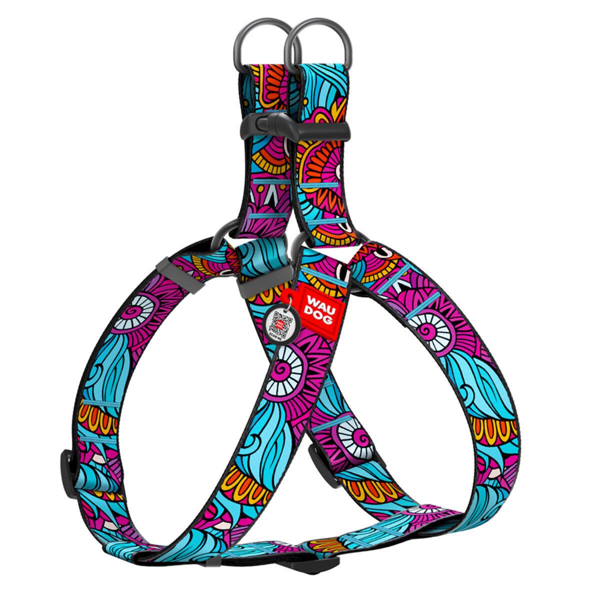 Шлея для собак Waudog Nylon Лето с QR паспортом/пластиковым фастексом XL 35 мм х 70-100 см (324-0062 Col)