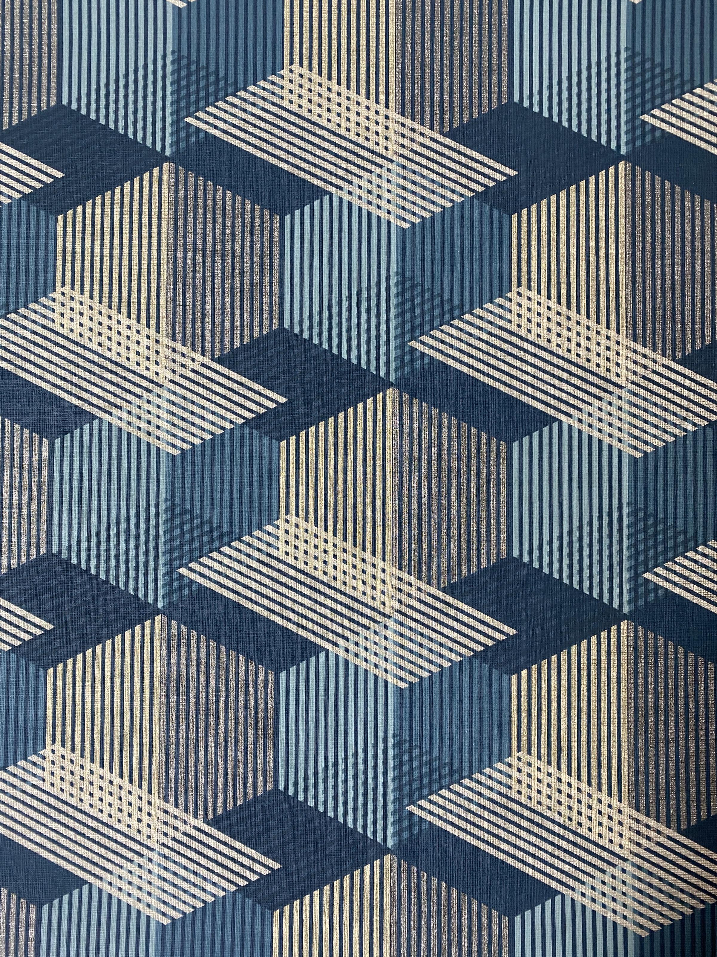 Обои виниловые на флизелиновой основе Grandeco Opportunity Wallcoverings Q0281 Абстракция Синий