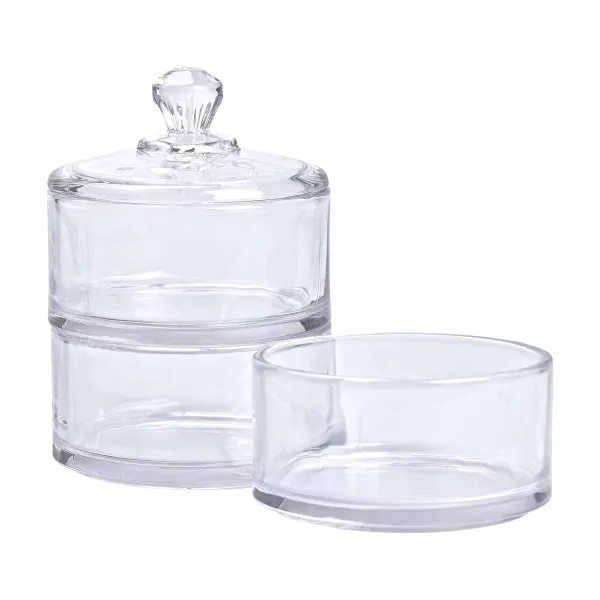 Цукерниця трирівнева з кришкою з товстого скла Прозорий (HP-YH-22) - фото 4