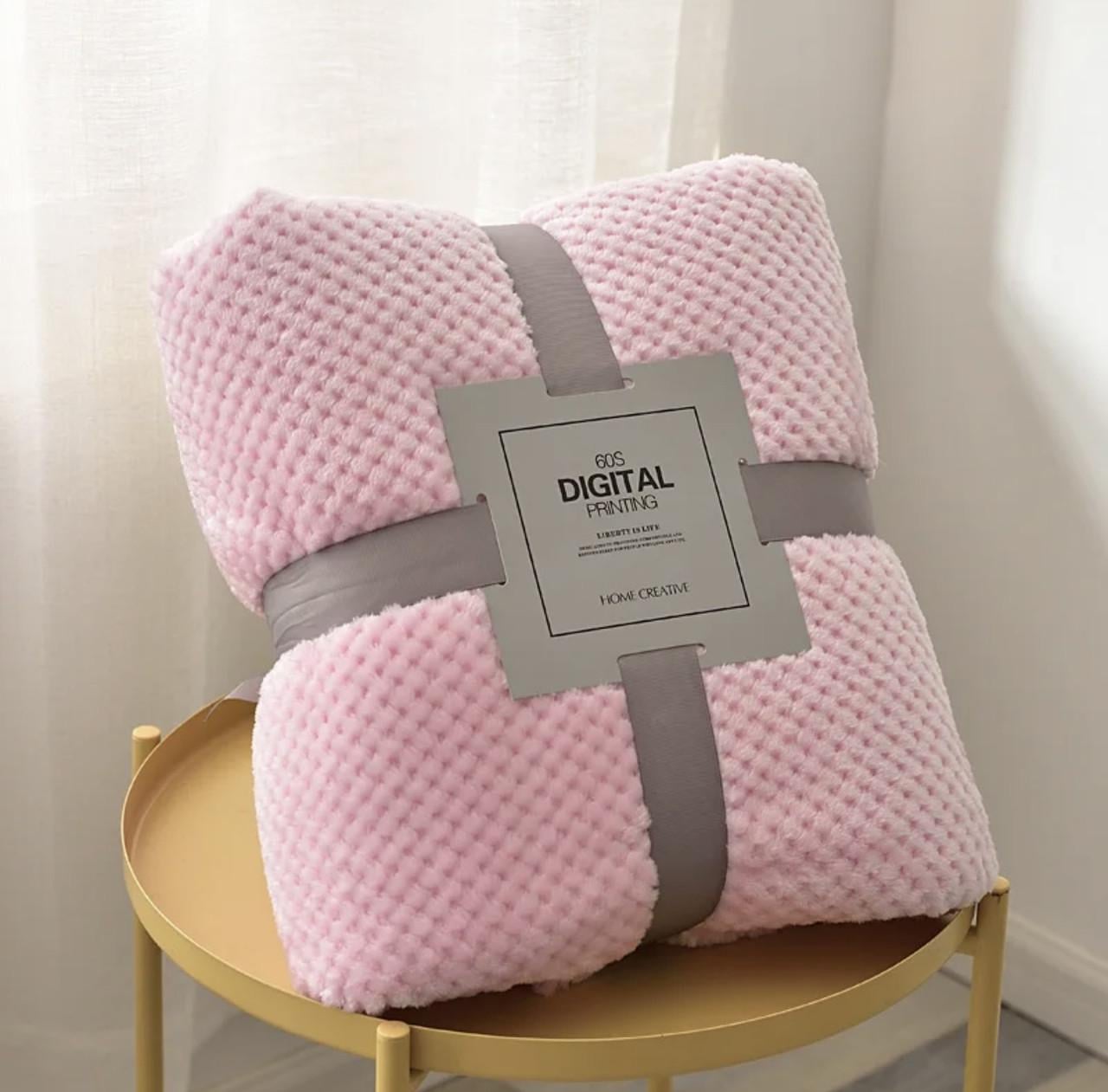 Плед флисовый фактурный полуторный 150×200 см розовый (2894501726)