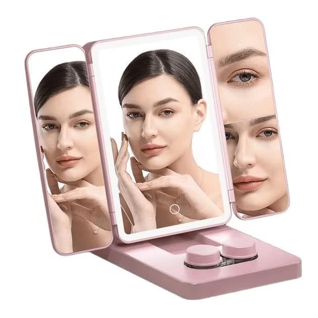 Зеркало для макияжа CY113 тройное с подсветкой и очистителем для контактных линз 15х10 см (32900794)